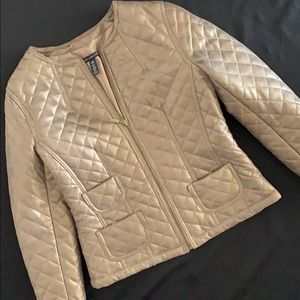 CHICO'S BLACK LABEL QUILTED LEATHER JACKET EUC!
